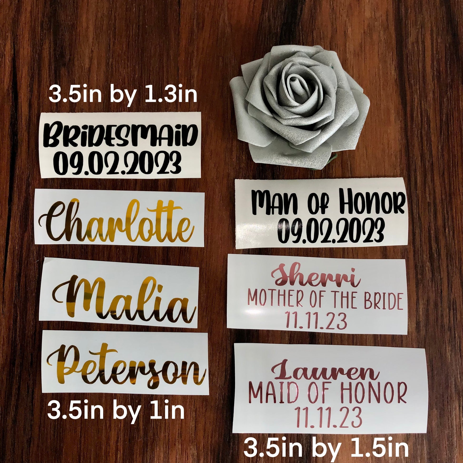 Personalized Wedding Decals, Bridesmaid Stickers, and Wedding Party Favors - Stickers by KT Designs - Bachelorette Party Favors, Bachelors Party Favors, Bridal Party Stickers, Bridesmaid Decals, Bridesmaid Stickers, Champagne Decals, Groom Decals, Maid of Honor Sticker, Matron of Honor Stickers, Mother of the Bride stickers, Wedding Party Favors, Wedding Stickers, Wine Decals