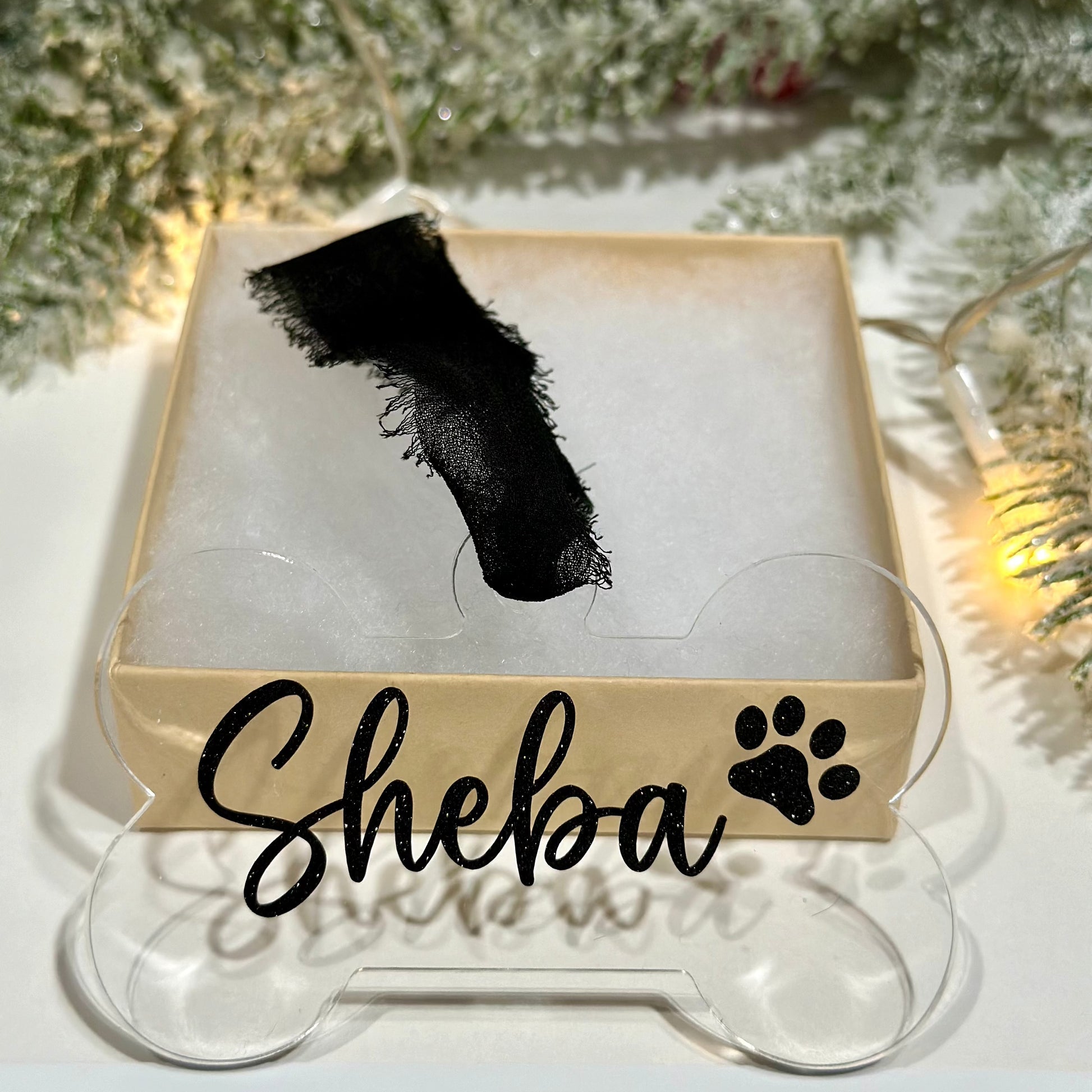 Dog Bone Shape Christmas Ornament - Ornament by KT Designs - acrylic ornament, christmas gifts, Christmas Ornament, Custom ornament, Personalized Ornament, round christmas ornament, stocking stuffer