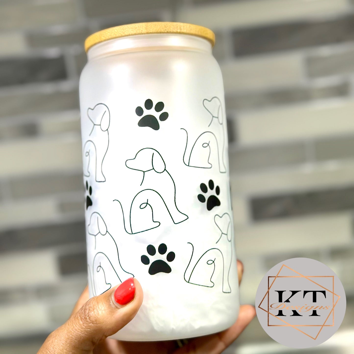 Dog Mom Glass can Cup - Drinkware by KT Designs - 16oz, 16oz glass, 16oz glass can, birthday gift, christmas gift, christmas gifts, gifts for her, stocking stuffers