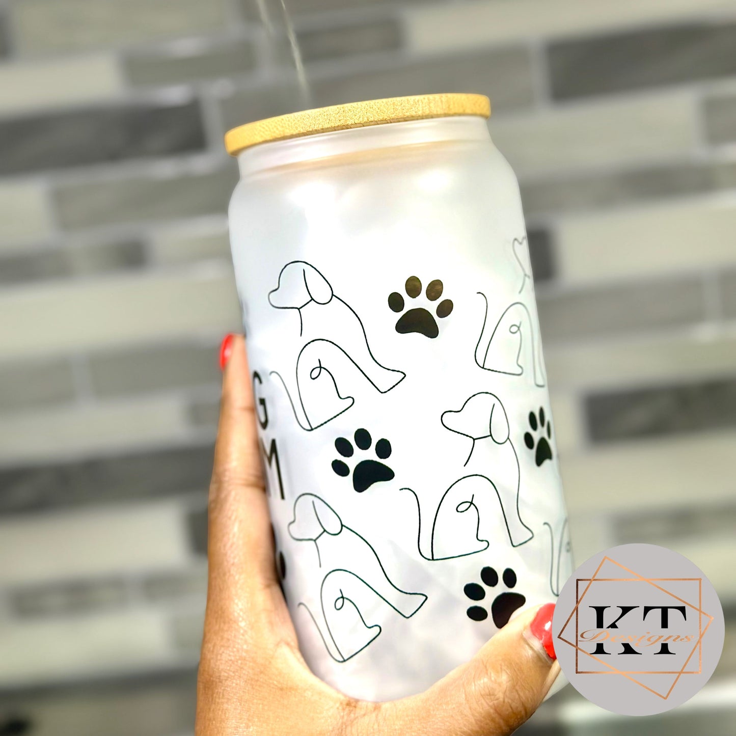 Dog Mom Glass can Cup - Drinkware by KT Designs - 16oz, 16oz glass, 16oz glass can, birthday gift, christmas gift, christmas gifts, gifts for her, stocking stuffers