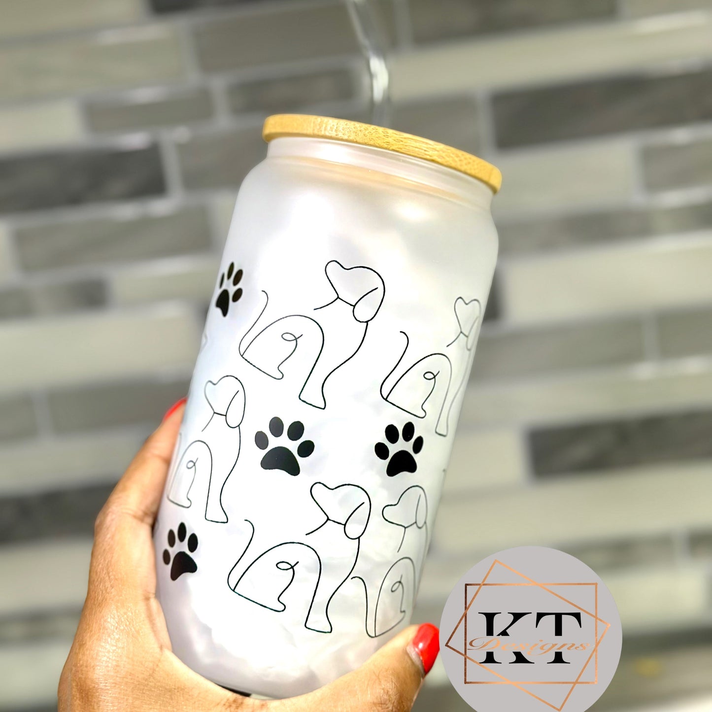 Dog Mom Glass can Cup - Drinkware by KT Designs - 16oz, 16oz glass, 16oz glass can, birthday gift, christmas gift, christmas gifts, gifts for her, stocking stuffers