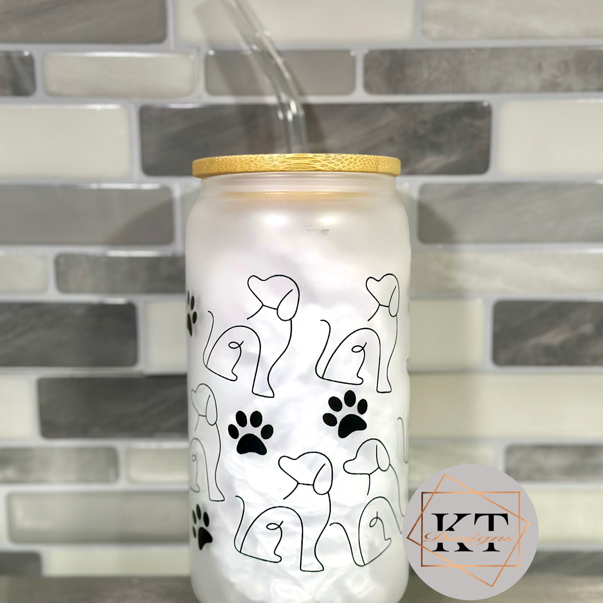 Dog Mom Glass can Cup - Drinkware by KT Designs - 16oz, 16oz glass, 16oz glass can, birthday gift, christmas gift, christmas gifts, gifts for her, stocking stuffers