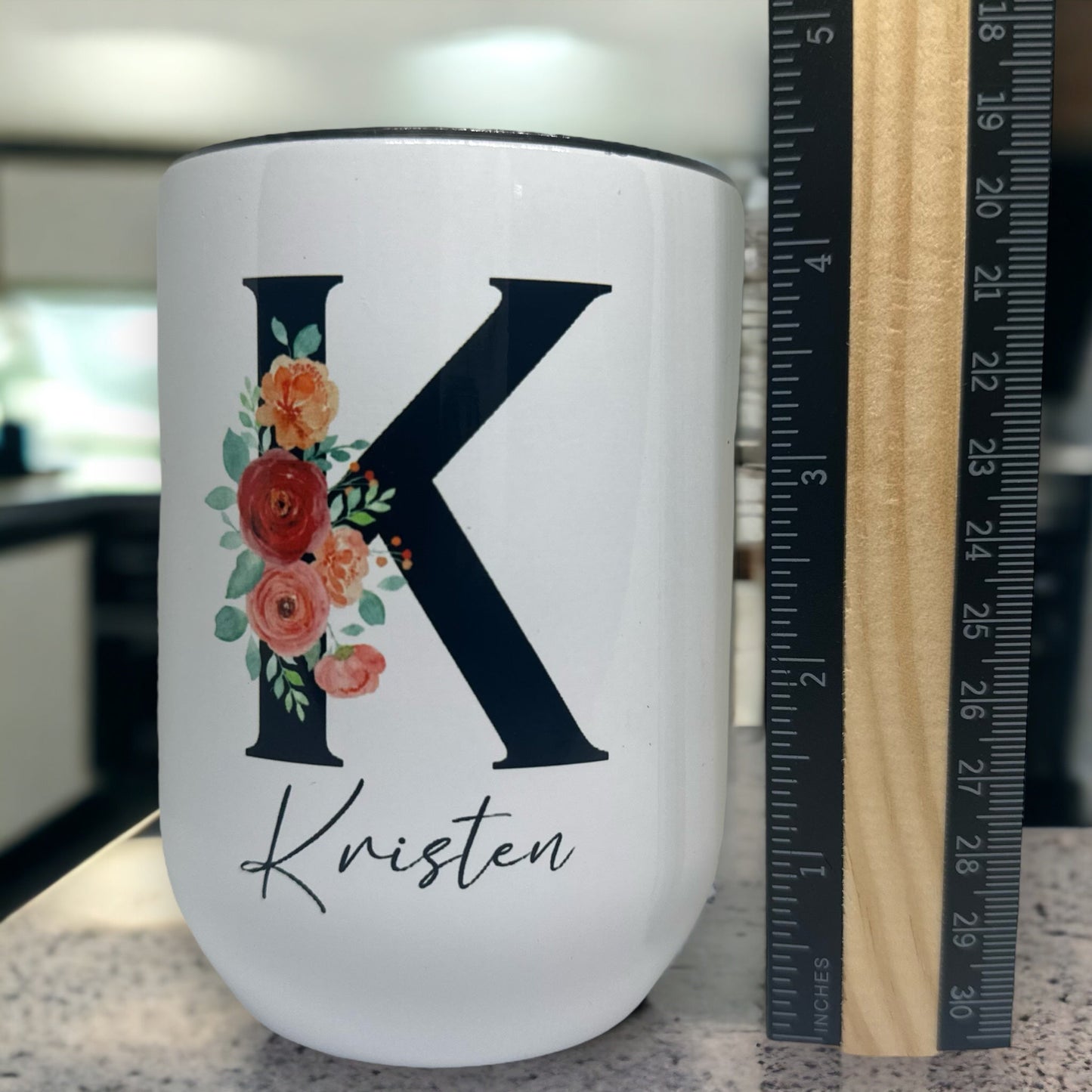 Personalized initial  Wine Tumbler - Drinkware by KT Designs - christmas gifts, custom tumbler, custom wine tumbler, gifts for her, wine, wine glass, wine tumbler