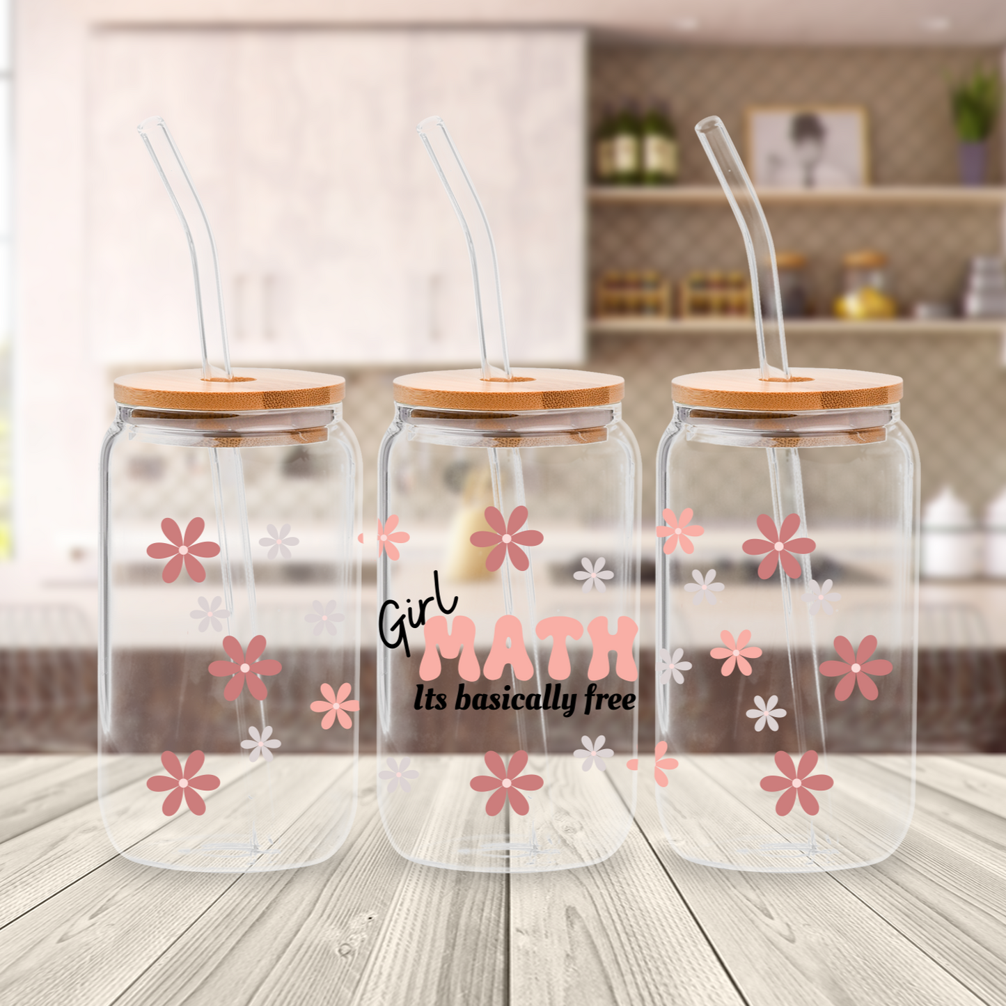 Girl Math Flower 16oz glass wrap SVG